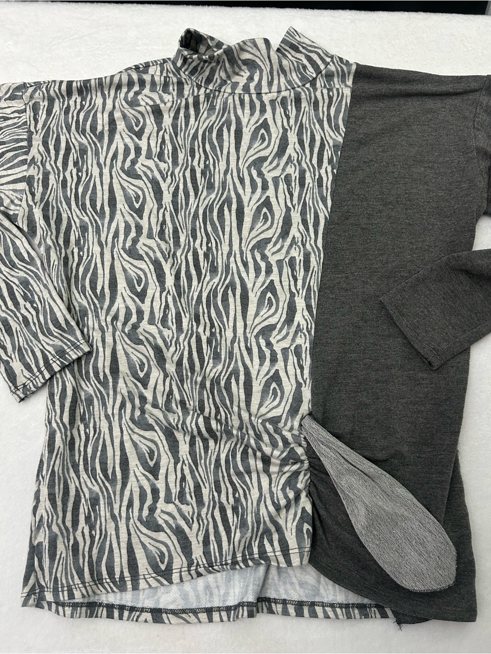 Cato Gray and Cream Zebra-Print Pullover